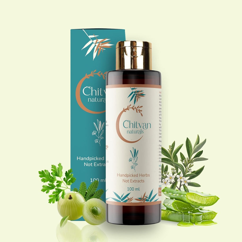 Chitvan Naturals Herbal Hair Oil with Fresh Handpicked Herbs, No Extracts, Natural Color, No Perfume or Preservatives (Pack Of 1_100 ml)