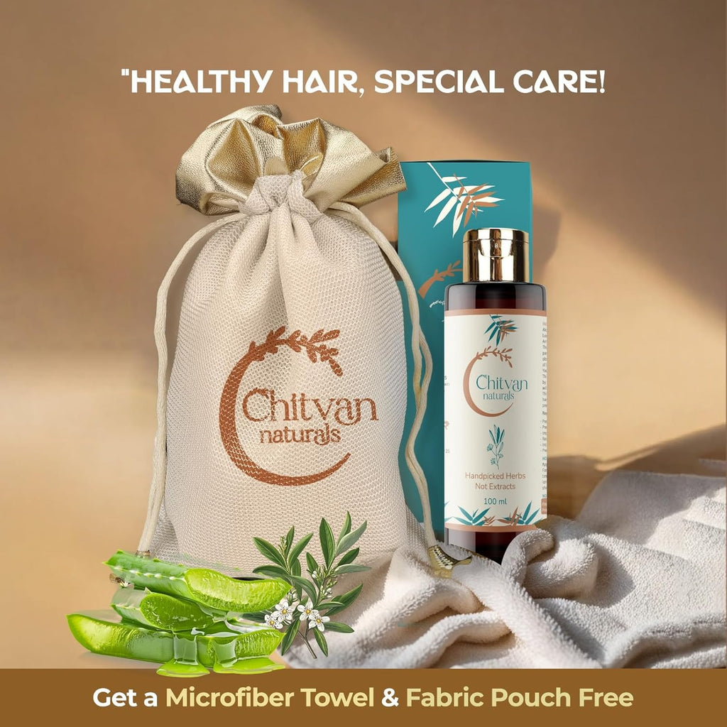 Chitvan Naturals Herbal Hair Oil with Fresh Handpicked Herbs, No Extracts, Natural Color, No Perfume or Preservatives (Pack Of 1_100 ml)